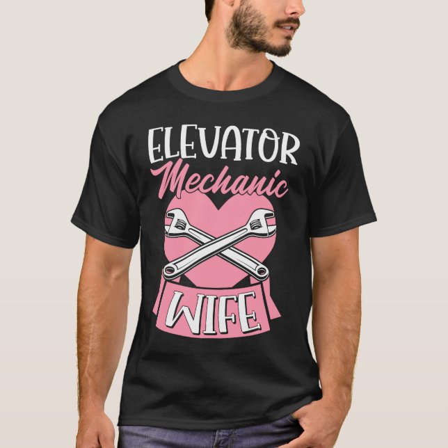 Camiseta Elevator Mechanic Wife Love Heart Mothers Day  1 (Frente)