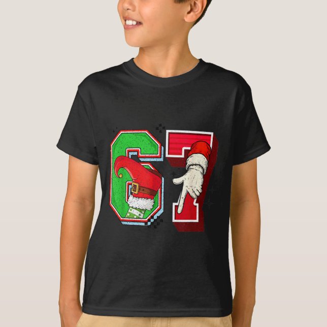 Camiseta Elf 6 7 Christmas Santa Trendy Meme Six Seven Twee (Frente)