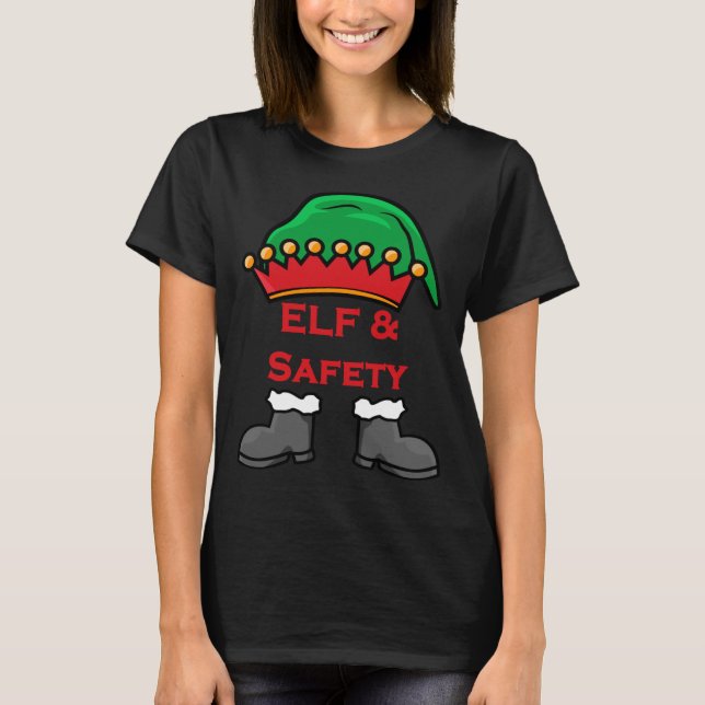 Camiseta Elf And Safety, Funny Health &amp; Safety Elf Long (Frente)