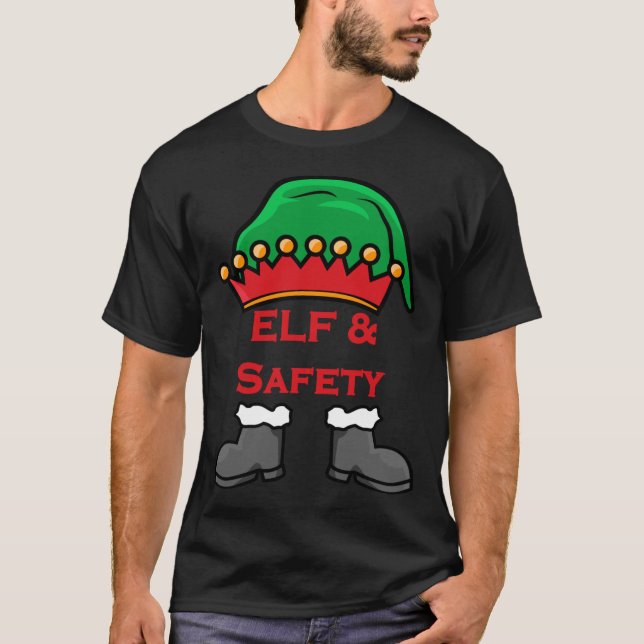 Camiseta Elf And Safety, Funny Health &amp; Safety Elf Long (Frente)