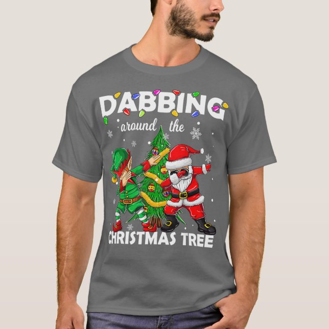 Camiseta Elf Dabbing Papais noeis Shirt Kids Men Claus Dab (Frente)