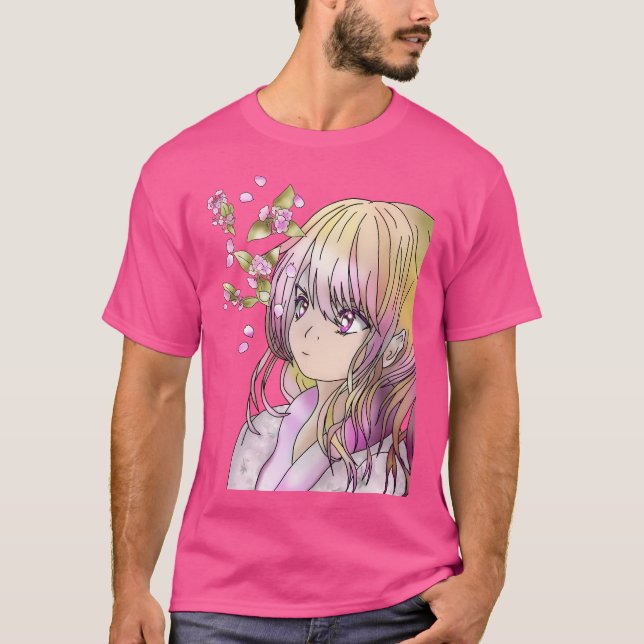 Camiseta Elf Druida Bonita Com Sakura Em Queda (Frente)