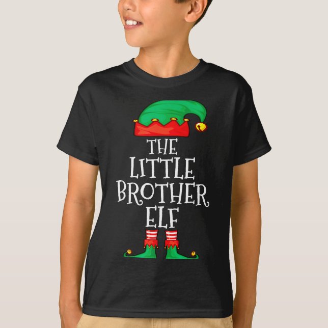 Camiseta Elf Family Christmas Little Brother Elf Sweater Me (Frente)