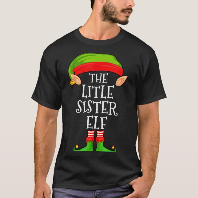 Camiseta Elf Family Christmas Little Sister Elf Sweater Mat (Frente)
