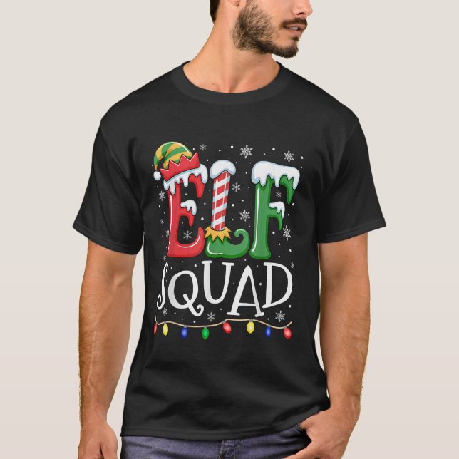 Camiseta Elf Family Christmas Matching Pajamas Elf Squad (Frente)
