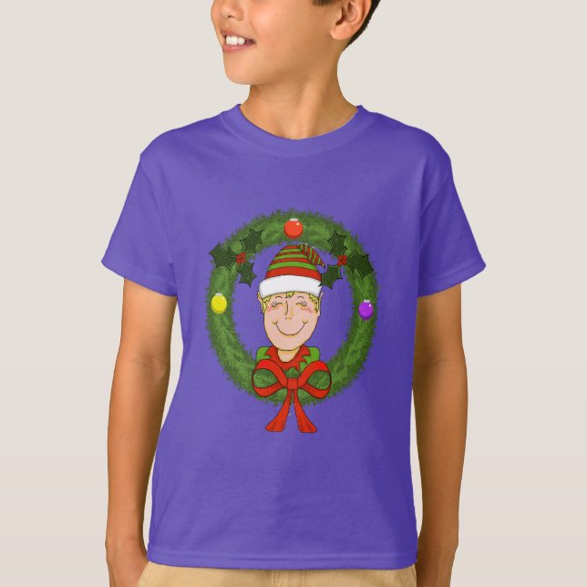 Camiseta Elf in Wreath Boys T-Shirt (Frente)