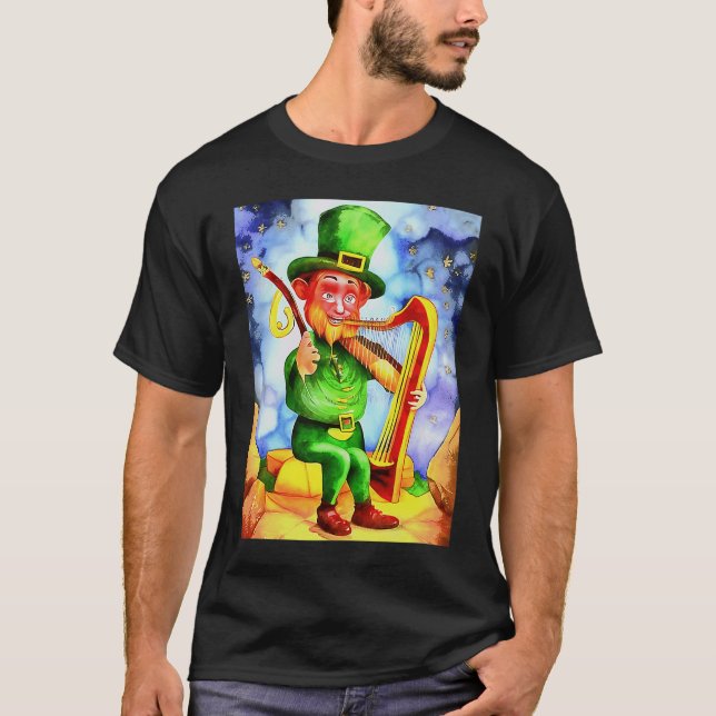 Camiseta Elf Irlandês com Fiddle e Harp (Frente)