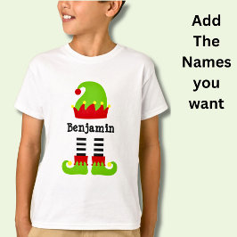 Camiseta Elf Name Hat & Legs Feet Green Red