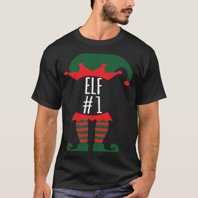 Camiseta Elf Number 1 Fun Festive Family Christmas Elf Cost (Frente)