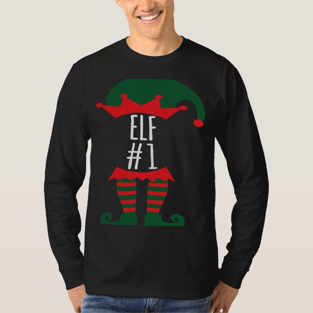Camiseta Elf Number 1 Fun Festive Family Christmas Elf Cost (Frente)