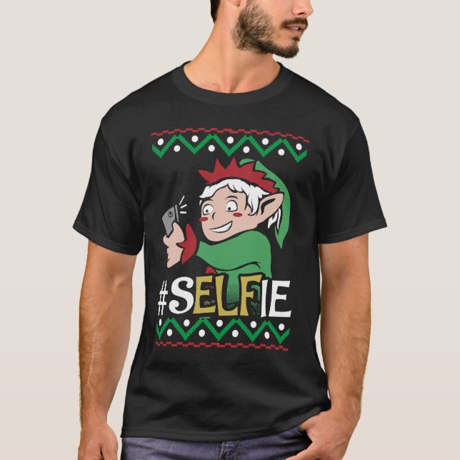 Camiseta Elf Selfie Mobile Phone Teenager Christmas Kids Fu (Frente)
