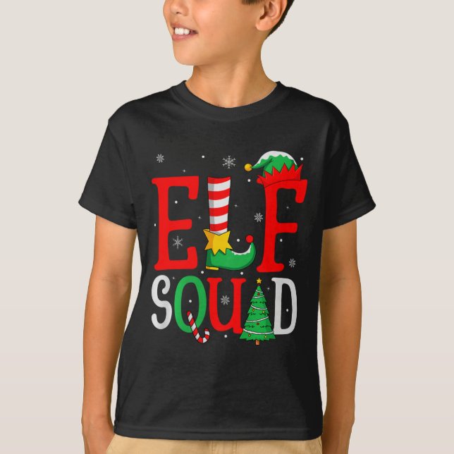 Camiseta Elf Squad Christmas Matching Family Group Elf Xmas (Frente)