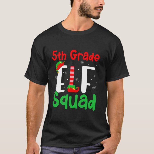 Camiseta Elf Squad Graus Engraçado Natal Elf Kids Ensinam (Frente)