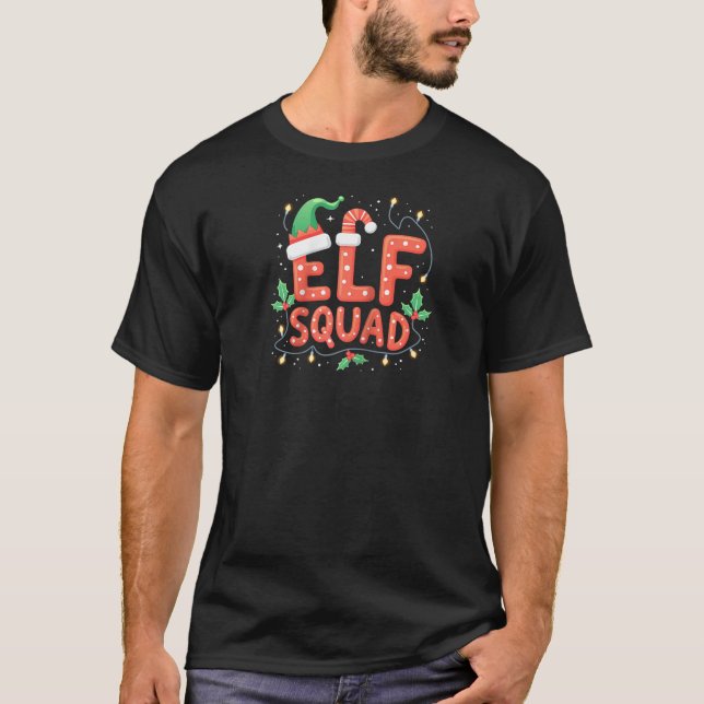 Camiseta Elf Squad Pajamas Xmas Funny Elf Family Christmas  (Frente)