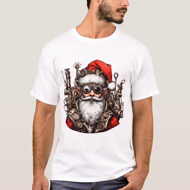 Camiseta Elf Steampunk dos papais noeis - Prontos para ação (Frente)