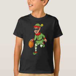 Camiseta Elfo de Natal Jogando Um Basquete