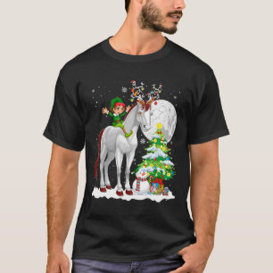Camiseta Elfo de Natal Montando Rena Cavalo Boneco de Neve