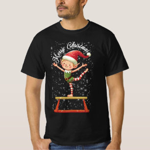 Camiseta Elfo do ginásio no Balance Beam Xmas Gymntics Chri