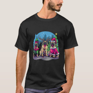 Camiseta elfo do Papai Noel do Natal  pug com l de Natal
