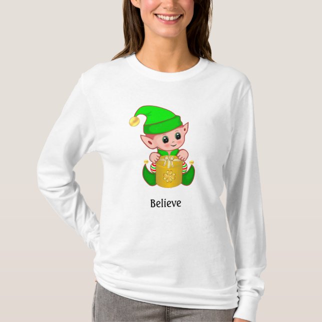 Camiseta Elfo Fofo & Texto Personalizado (Frente)