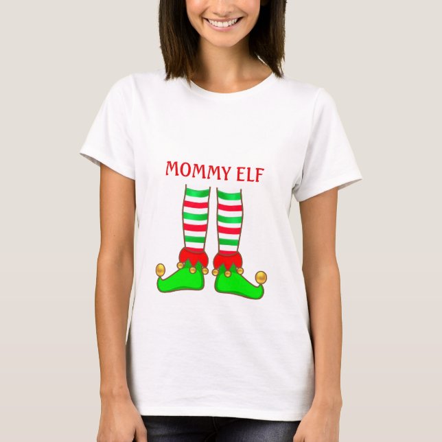 Camiseta Elfo Mãe de Natal Moderno (Frente)