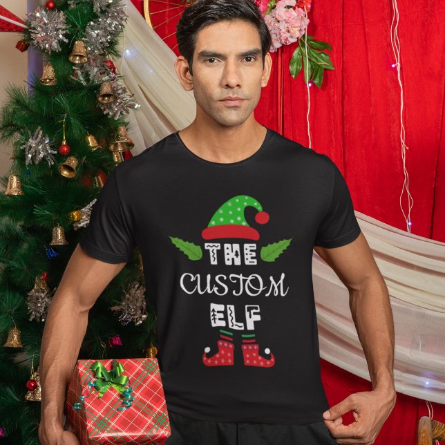 Camiseta Elfo Personalizada, Camisa de Natal Perso (Criador carregado)