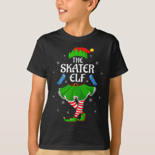 Camiseta Elfo Skater Natal Família Garotas Mulheres Equipe 
