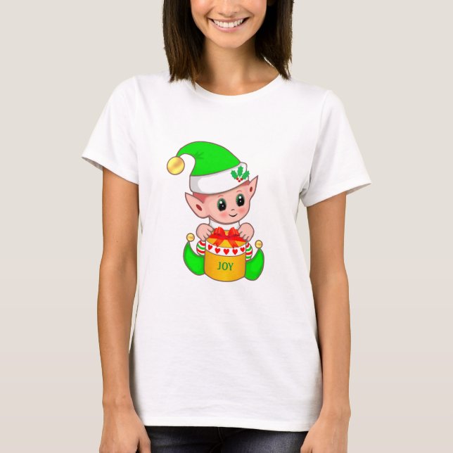 Camiseta Elfo verde de Natal bonito (Frente)