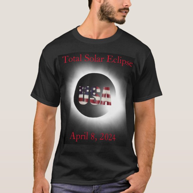 Camiseta Elipse solar total 8 de abril de 2024 bandeira dos (Frente)