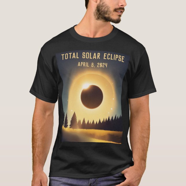 Camiseta Elipse solar total 8 de abril de 2024 paisagem (Frente)