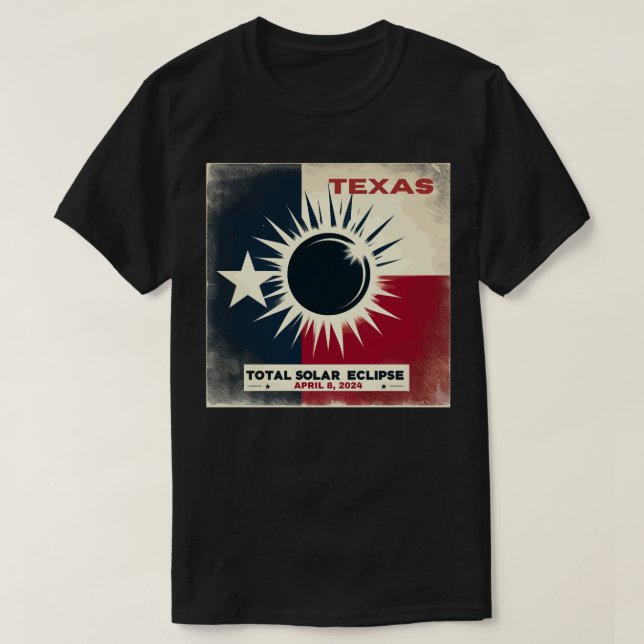 Camiseta Elipse solar total do Texas 2024 (Frente do Design)