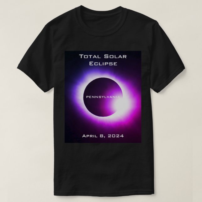 Camiseta Elipse solar total PENSILVÂNIA 8 de abril de 2024 (Frente do Design)