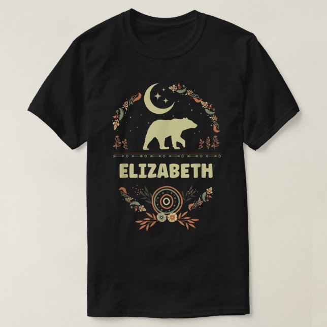 Camiseta Elizabeth Name Boho Floral Personalized Mama Bear  (Frente do Design)
