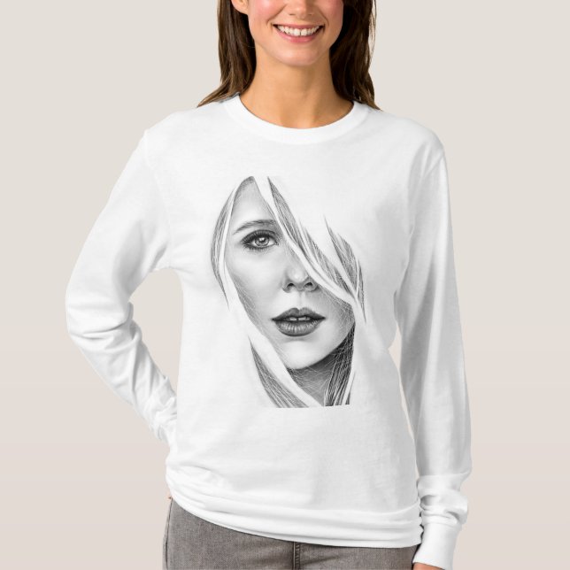 Camiseta Elizabeth olsen Basic Long Sleeve T-Shirt (Frente)