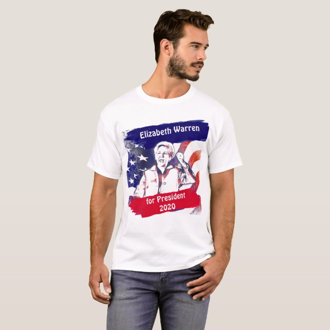 Camiseta Elizabeth Warren para as eleições do Presidente 20 (Frente Completa)
