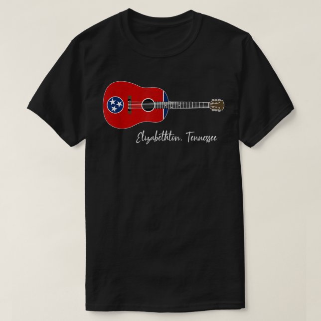 Camiseta Elizabethton Tennessee Guitar  (Frente do Design)
