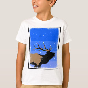 Camiseta Elk Bugling no inverno - Arte original sobre a vid