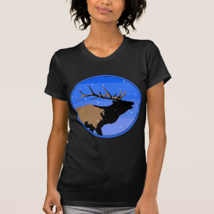Camiseta Elk Bugling no inverno - Arte original sobre a vid