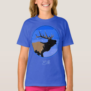 Camiseta Elk Bugling no inverno - Original Willife Art T-S