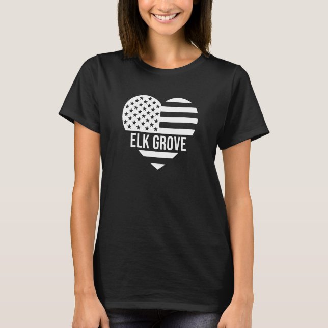 Camiseta Elk Grove EUA Flag America Hometown Vacation (Frente)