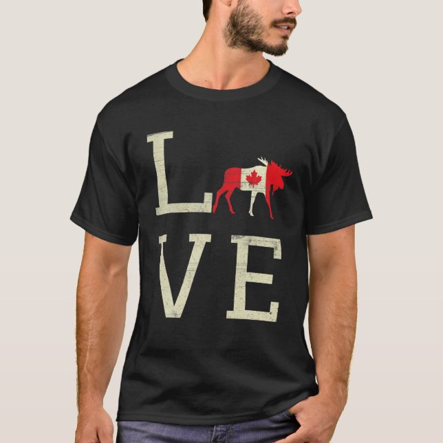 Camiseta Elk Love Canada Day Mapeando Orgulhosa Bandeira Ca (Frente)
