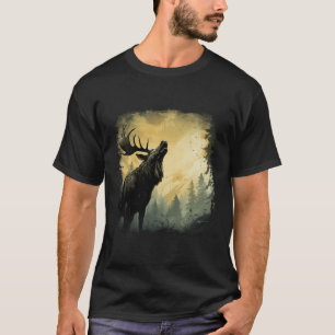 Camiseta Elk Moose Engraçada Em Floresta Com Pinheiros Vead