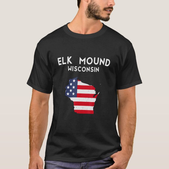 Camiseta Elk Mound Wisconsin EUA State America Viagem Wisco (Frente)