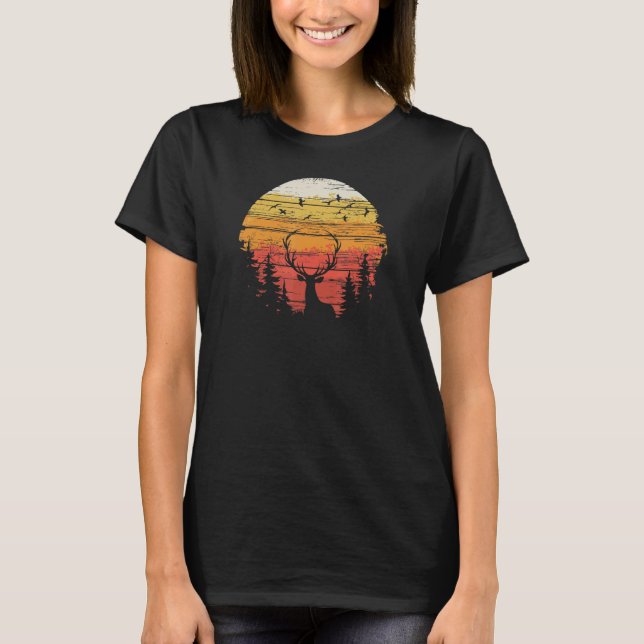 Camiseta Elk Wapiti In The Woods Mountains Wild Hunting Cam (Frente)