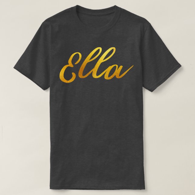 Camiseta Ella Name Mão Lettering in Faux Dourada Letters (Frente do Design)