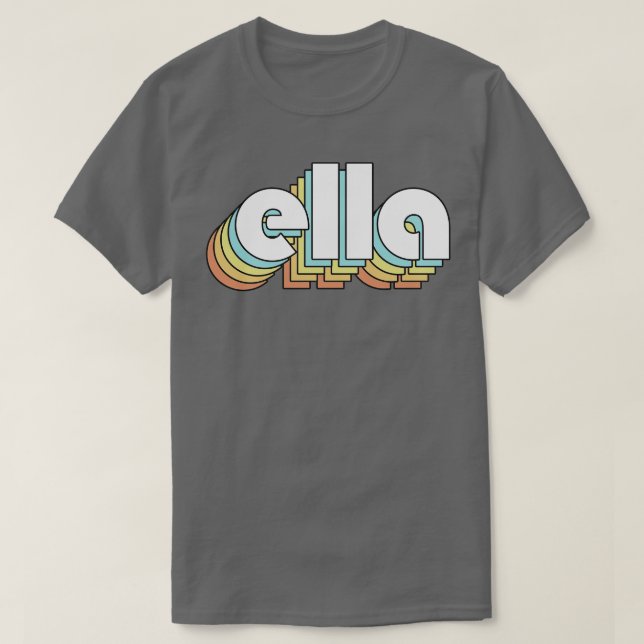 Camiseta Ella Retro Rainbow Tipografia Estilo Desvanecido (Frente do Design)