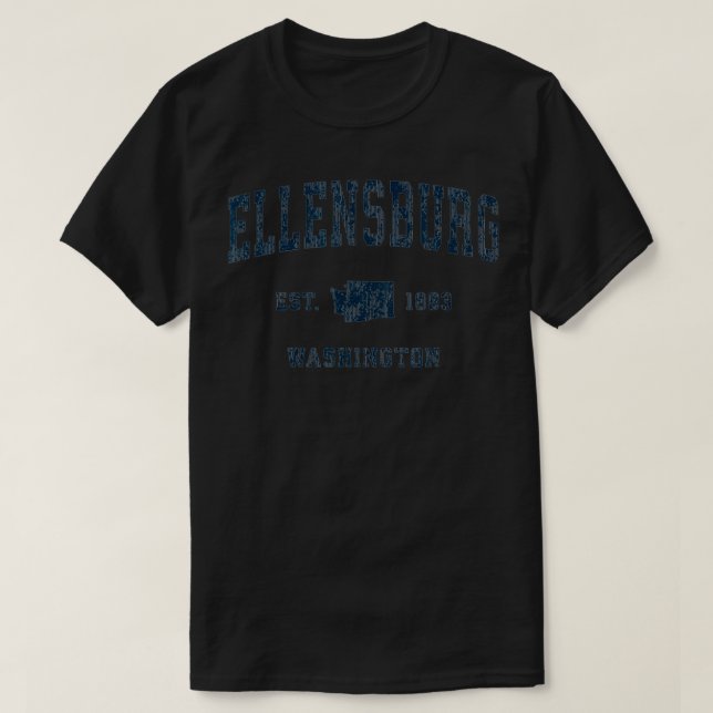 Camiseta Ellensburg Washington WA Vintage Sports Design (Frente do Design)