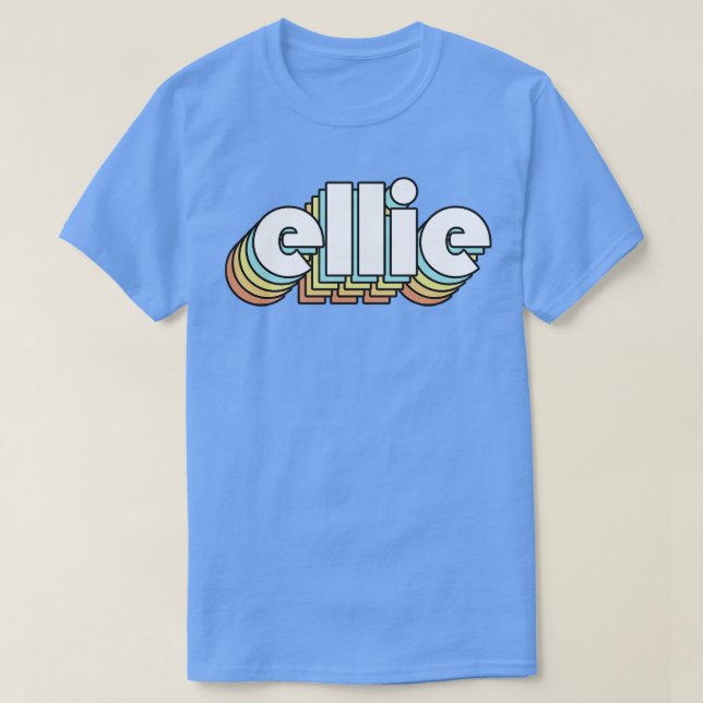Camiseta Ellie Retro Rainbow Tipografia Estilo Desvanecido (Frente do Design)