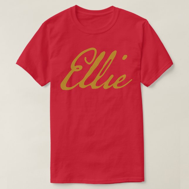 Camiseta Ellie Typografia Dourada Script (Frente do Design)