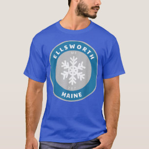 Camiseta Ellsworth Maine ME Winter Snowflake Crachá Sou